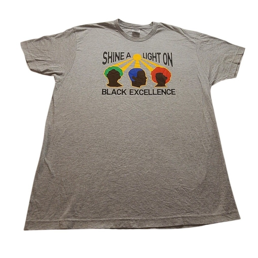 Proud By Design Shine A Light‎ On Black Excellence Gray Graphic T-Shirt Mens XL